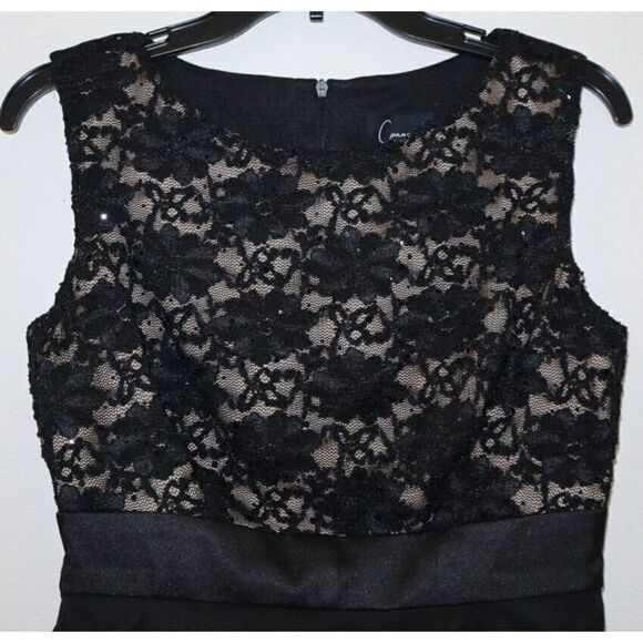 Connected Apparel Women's Petite Sz 6 Black/Nude Lace Combo Sheath Dress $79 - Picture 3 of 7